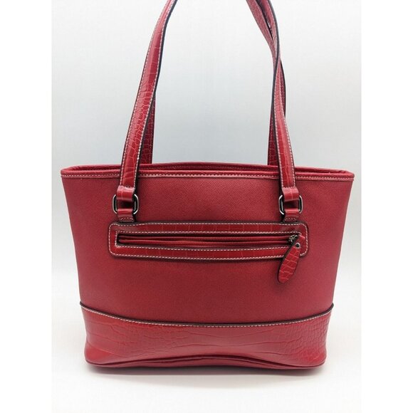 GIANI BERNINI Saffiano faux-leather croc embossed women's tote bag- RED - Picture 7 of 13
